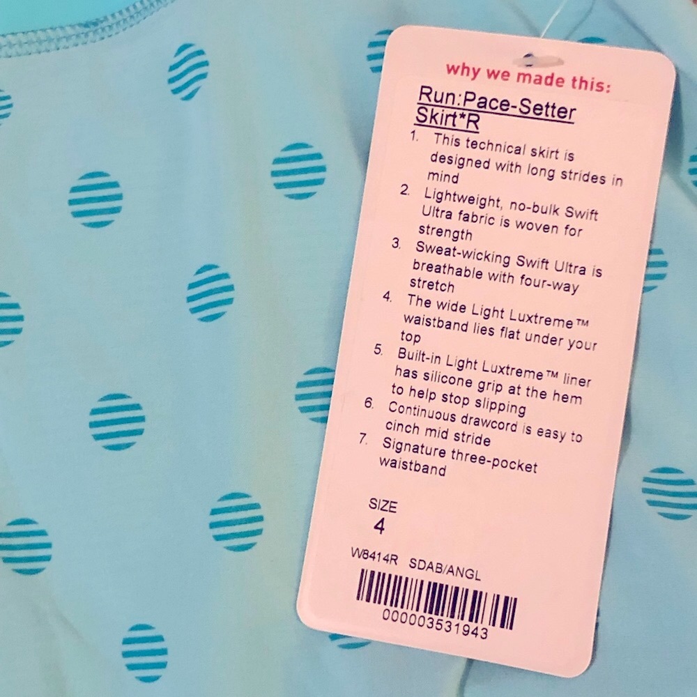 🆕 Lululemon 4 Aquamarine Polka Dot Pace Setter Skirt NWT